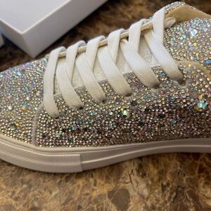 Betsey Johnson Silver Glitter Sneakers